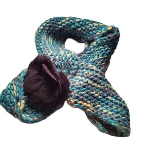 Fossil Penelope Multi-Colored Yarn Felt Floral Scarf NWT $36 Whimsical Boho GIFT